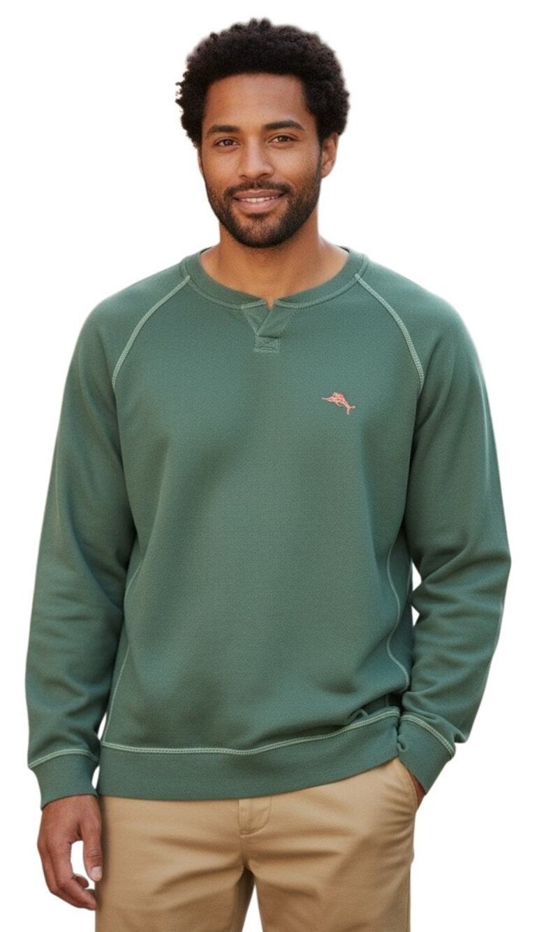 Tommy Bahama $130 Montego Beach Abaco Pullover Sweatshirt in Dk Spa Sz LT